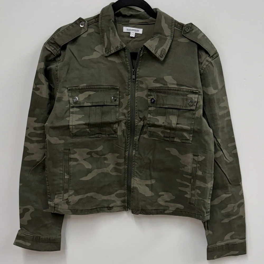 NWT Good American Camo Print Military Jacket new